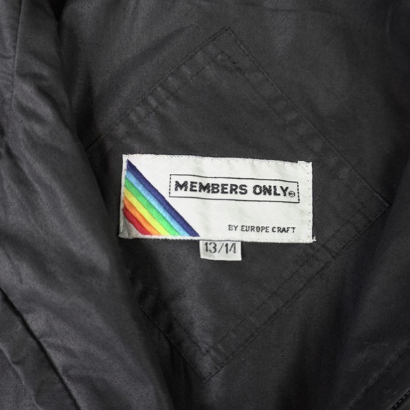Members Only Black Bomber Jacket Zip Front Retro 80s 90s Vintage Style Sz 13/14 - Picture 3 of 11